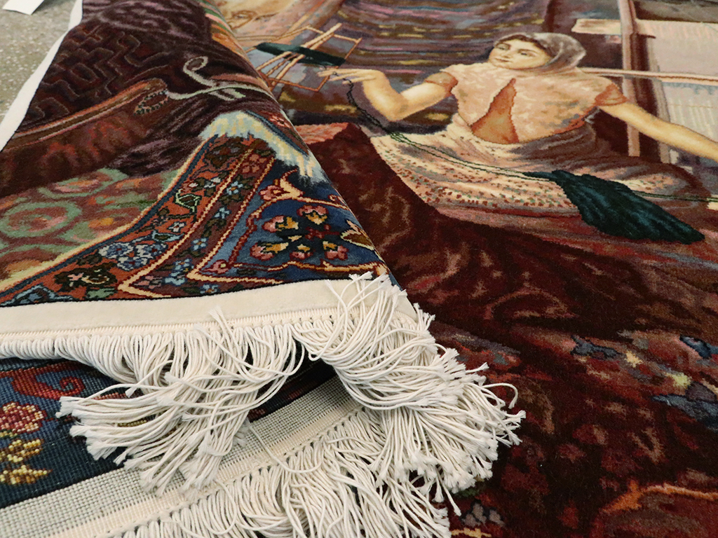 Vintage Persian Tabriz Pictorial Rug, No.25469 - Galerie Shabab