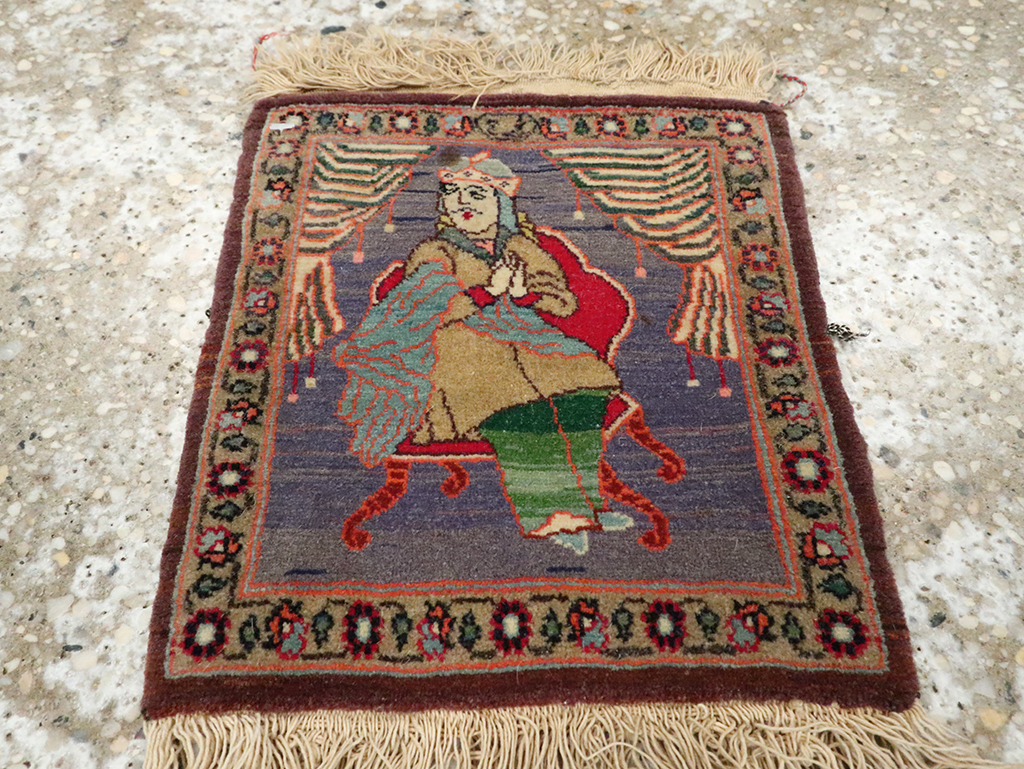 Vintage Persian Tabriz Pictorial Rug, No.25478 - Galerie Shabab