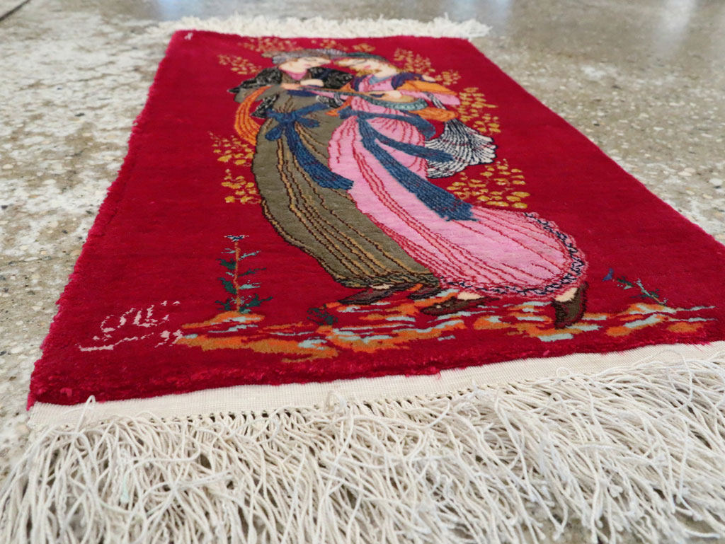 Vintage Persian Quom Pictorial Rug, No.25479 - Galerie Shabab