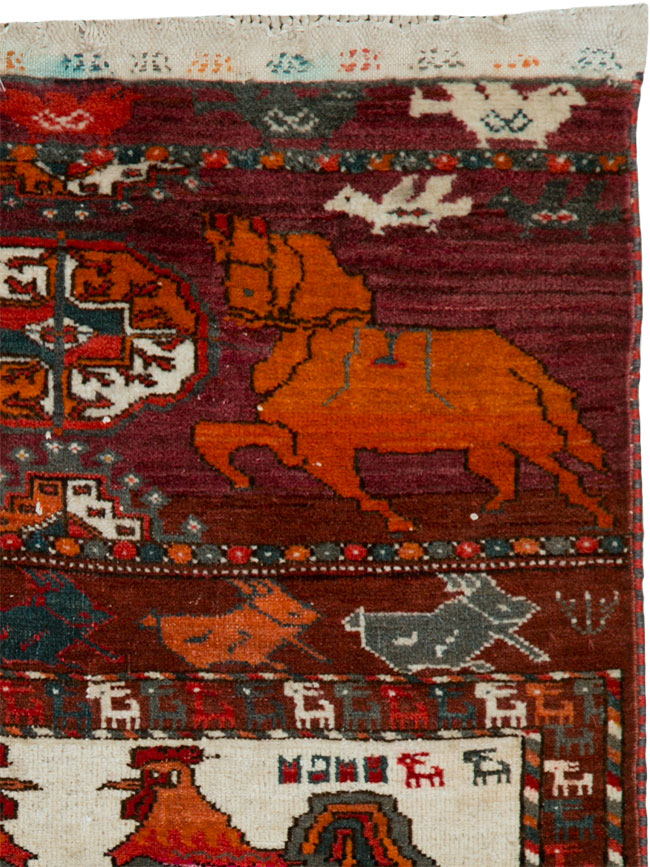 Vintage Central Asian Turkoman Pictorial Rug, No.25495 - Galerie Shabab