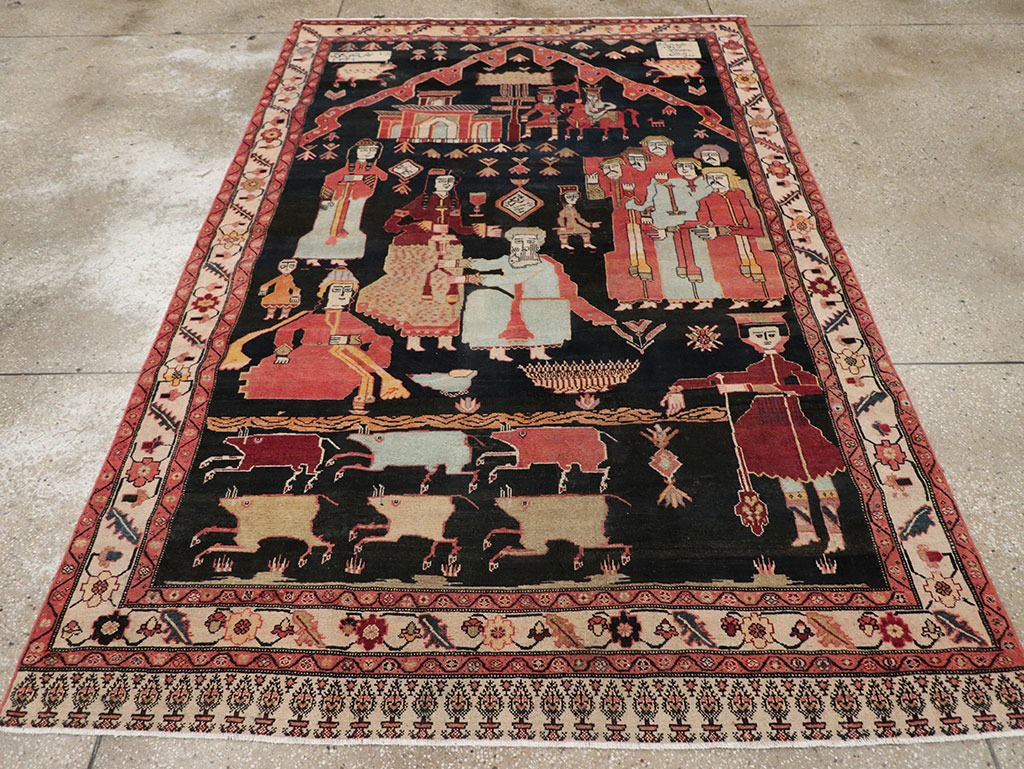 Antique Persian Malayer Pictorial Rug, No.25496 - Galerie Shabab