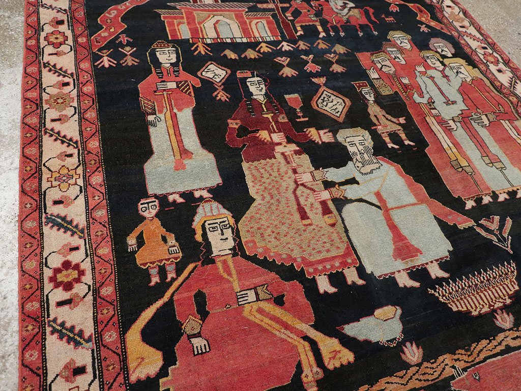 Antique Persian Malayer Pictorial Rug, No.25496 - Galerie Shabab