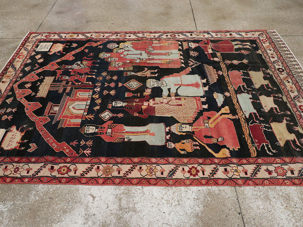 Antique Persian Malayer Pictorial Rug, No.25496 - Galerie Shabab