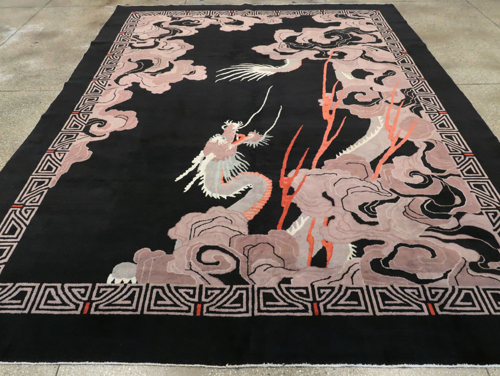Vintage Chinese Art Deco Carpet, No.25558 - Galerie Shabab