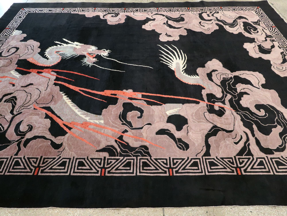 Vintage Chinese Art Deco Carpet, No.25558 - Galerie Shabab