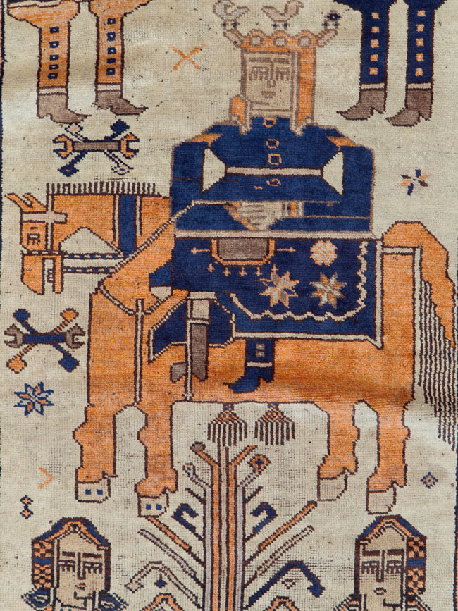 Vintage Persian Bakhtiari Pictorial Rug, No.25561 - Galerie Shabab