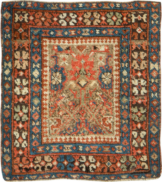 Antique Persian Qashqai Square Tribal Throw Rug, No.25568 - Galerie Shabab