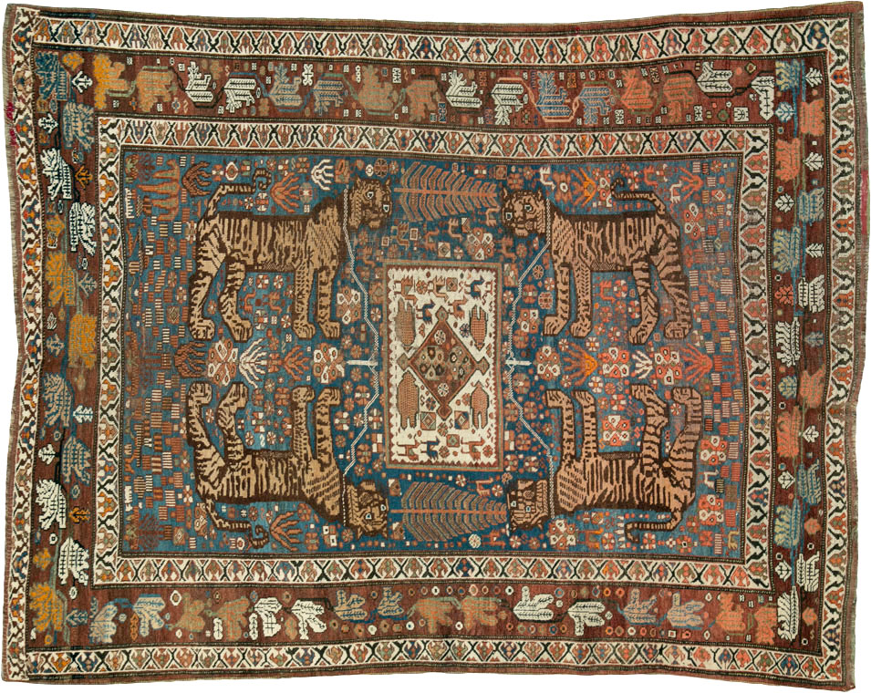 Antique Persian Qashqai Pictorial Rug, No.25570 - Galerie Shabab