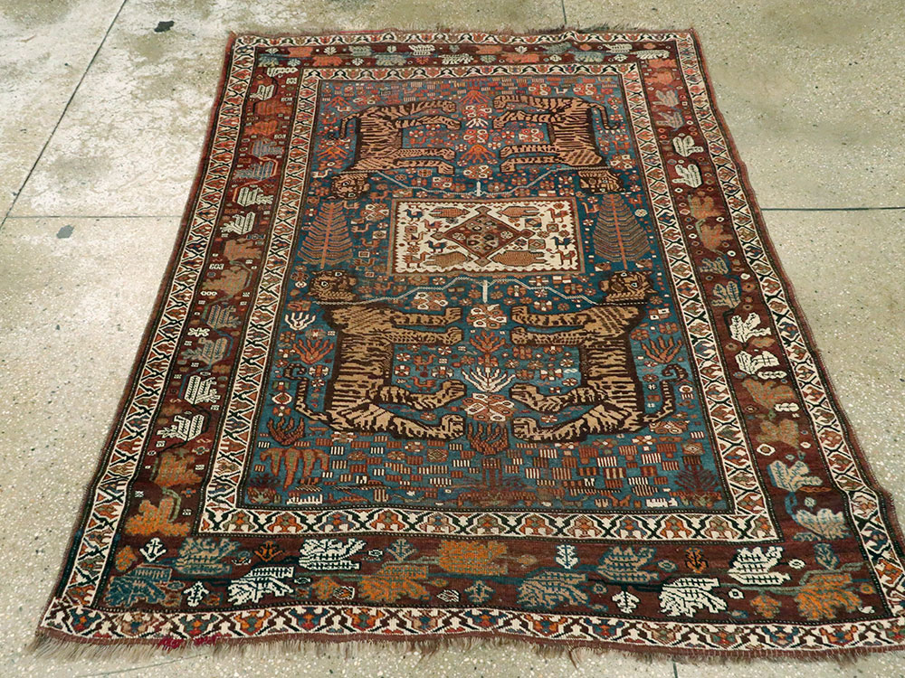Antique Persian Qashqai Pictorial Rug, No.25570 - Galerie Shabab