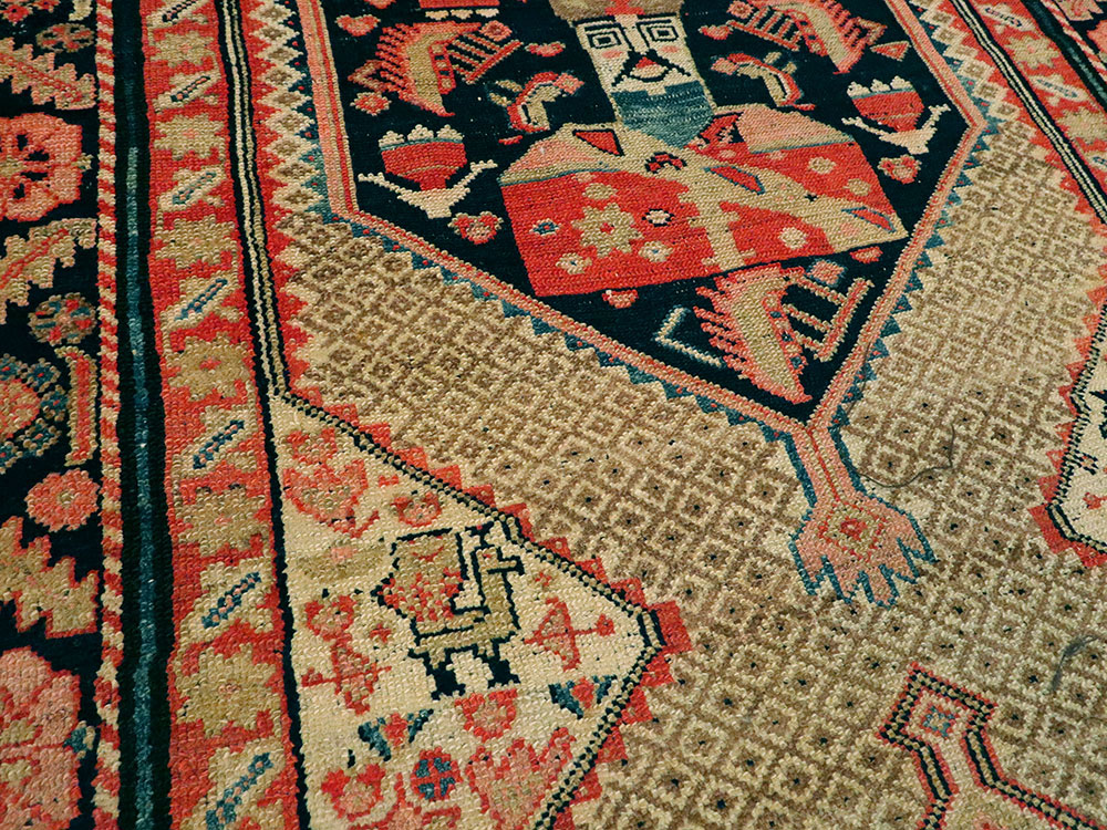 Antique Persian Hamadan Pictorial Rug, No.25572 - Galerie Shabab