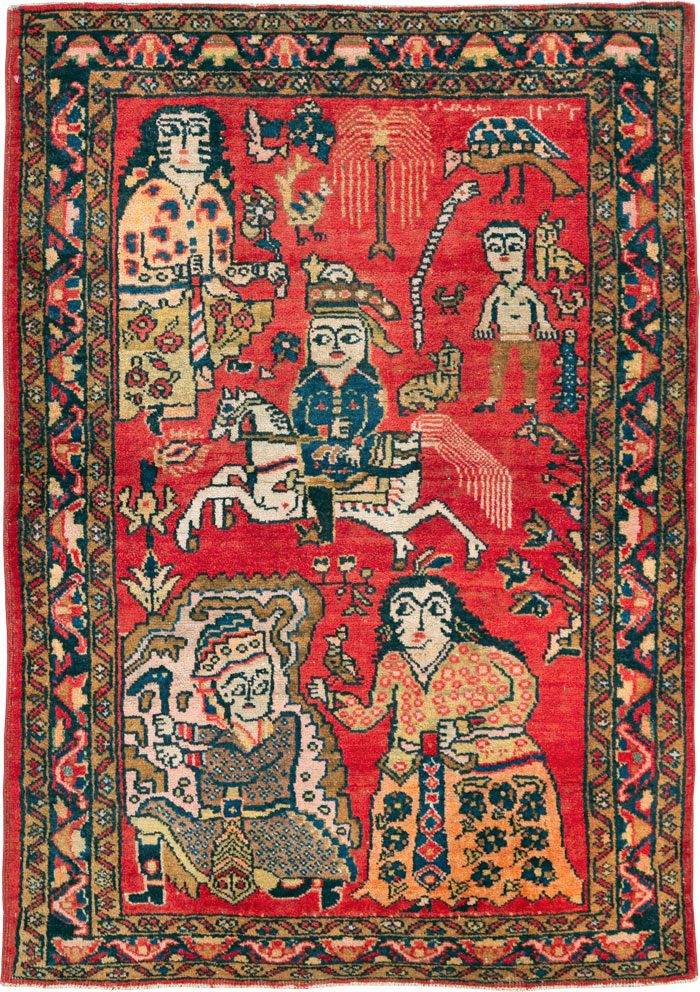 Vintage Persian Tabriz Pictorial Rug, No.25575 - Galerie Shabab