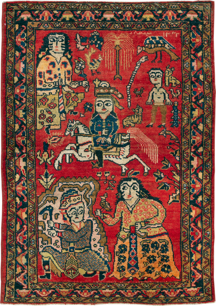 Vintage Persian Tabriz Pictorial Rug, No.25575 - Galerie Shabab