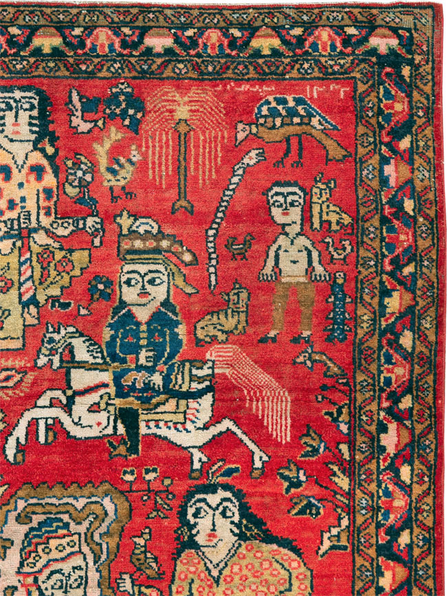 Vintage Persian Tabriz Pictorial Rug, No.25575 - Galerie Shabab