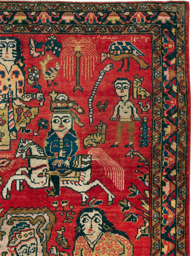 Vintage Persian Tabriz Pictorial Rug, No.25575 - Galerie Shabab