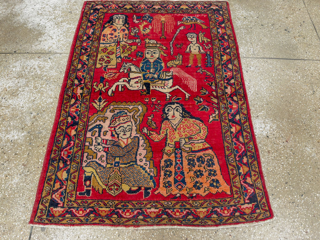 Vintage Persian Tabriz Pictorial Rug, No.25575 - Galerie Shabab