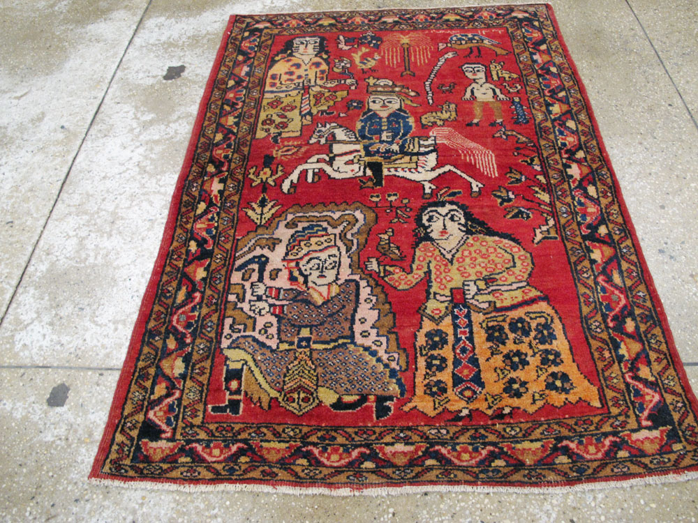 Vintage Persian Tabriz Pictorial Rug, No.25575 - Galerie Shabab