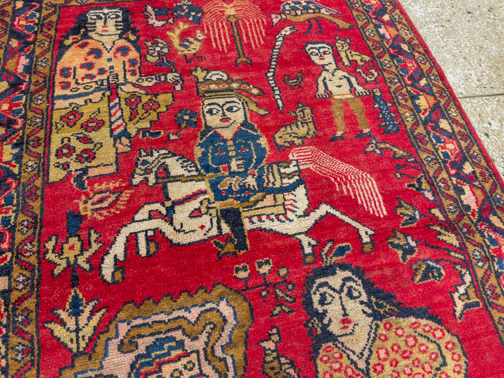 Vintage Persian Tabriz Pictorial Rug, No.25575 - Galerie Shabab