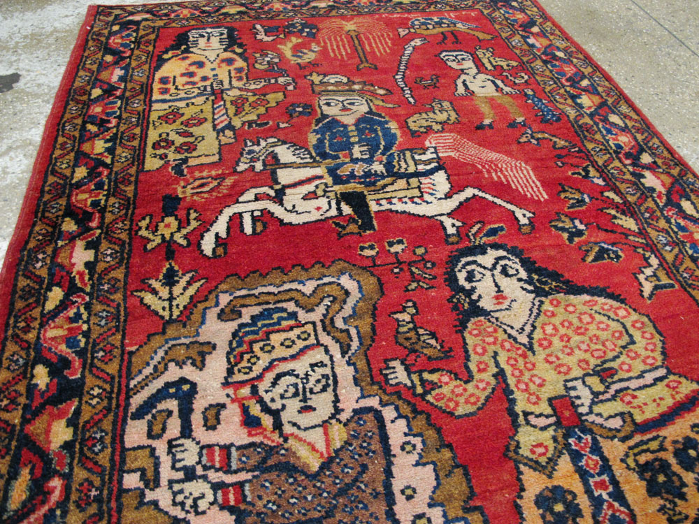 Vintage Persian Tabriz Pictorial Rug, No.25575 - Galerie Shabab