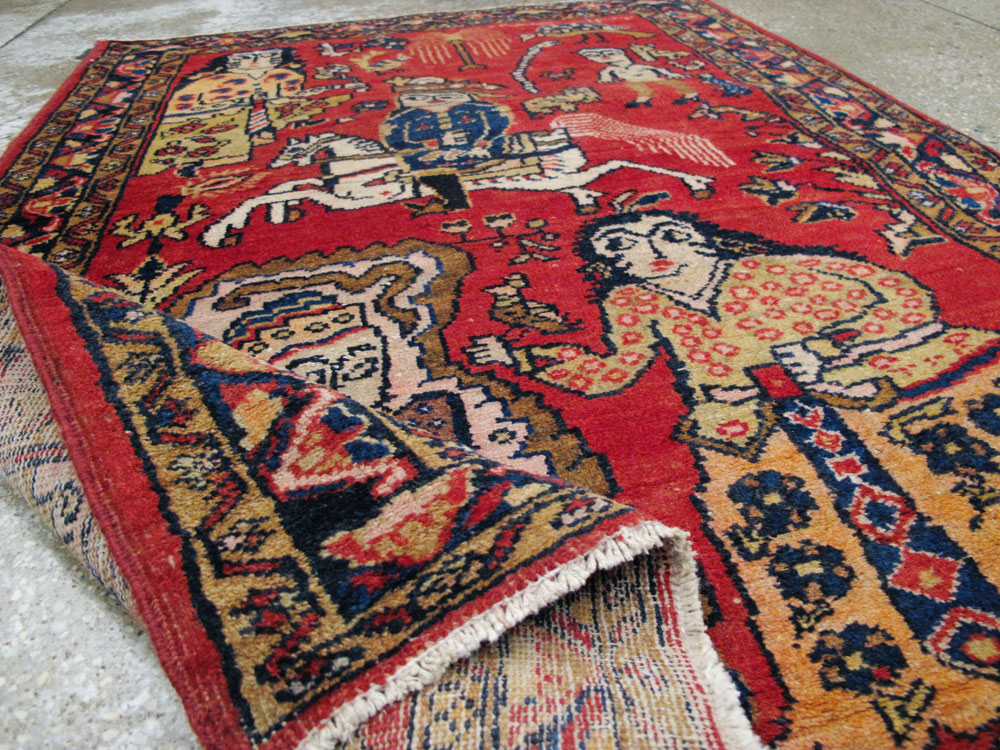 Vintage Persian Tabriz Pictorial Rug, No.25575 - Galerie Shabab