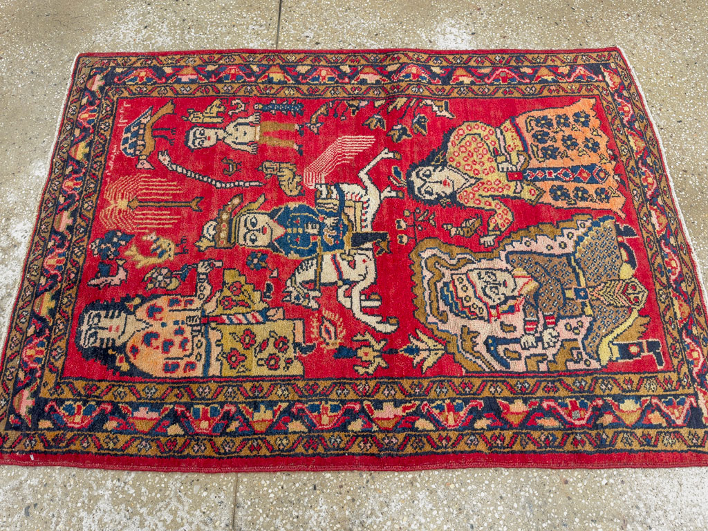 Vintage Persian Tabriz Pictorial Rug, No.25575 - Galerie Shabab