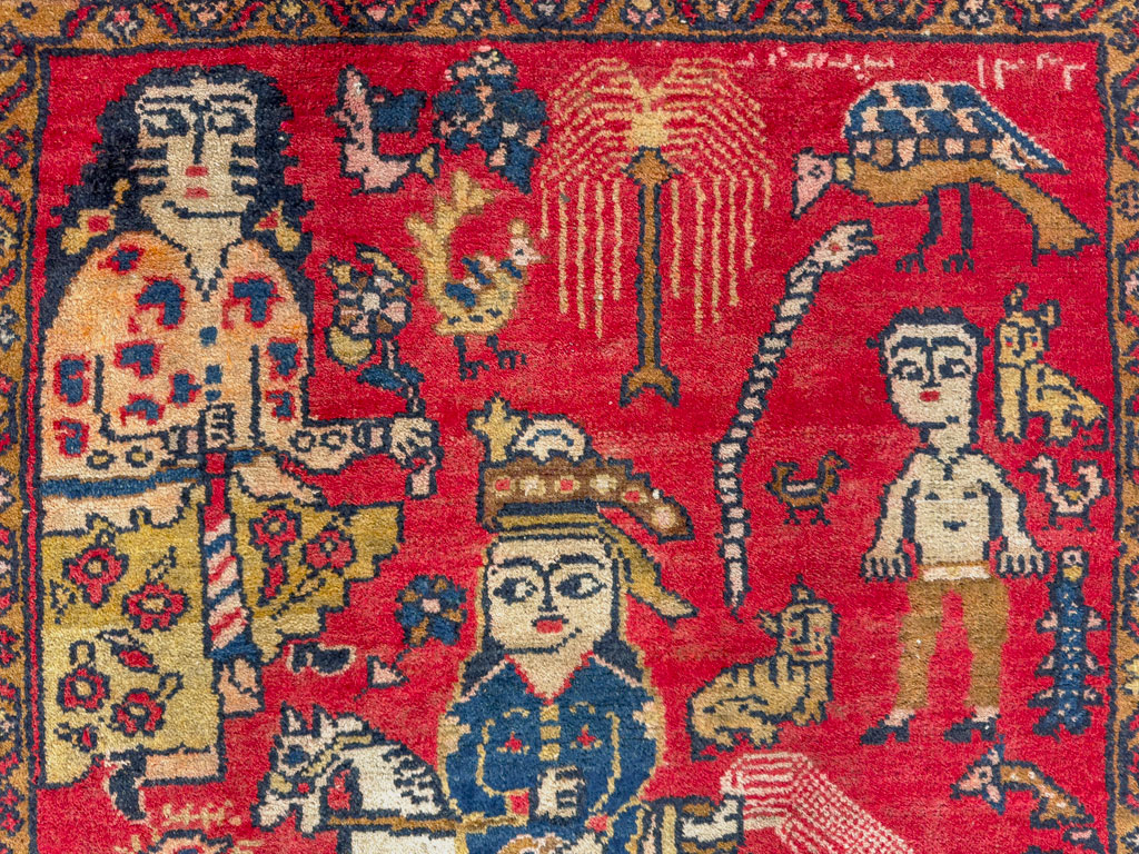 Vintage Persian Tabriz Pictorial Rug, No.25575 - Galerie Shabab