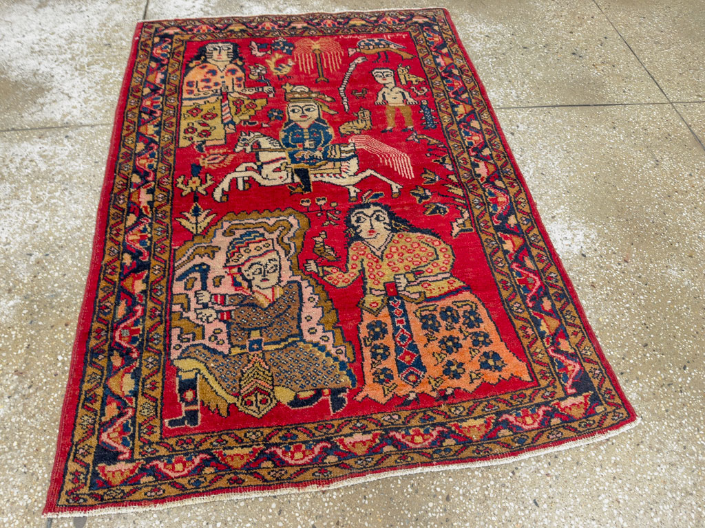 Vintage Persian Tabriz Pictorial Rug, No.25575 - Galerie Shabab