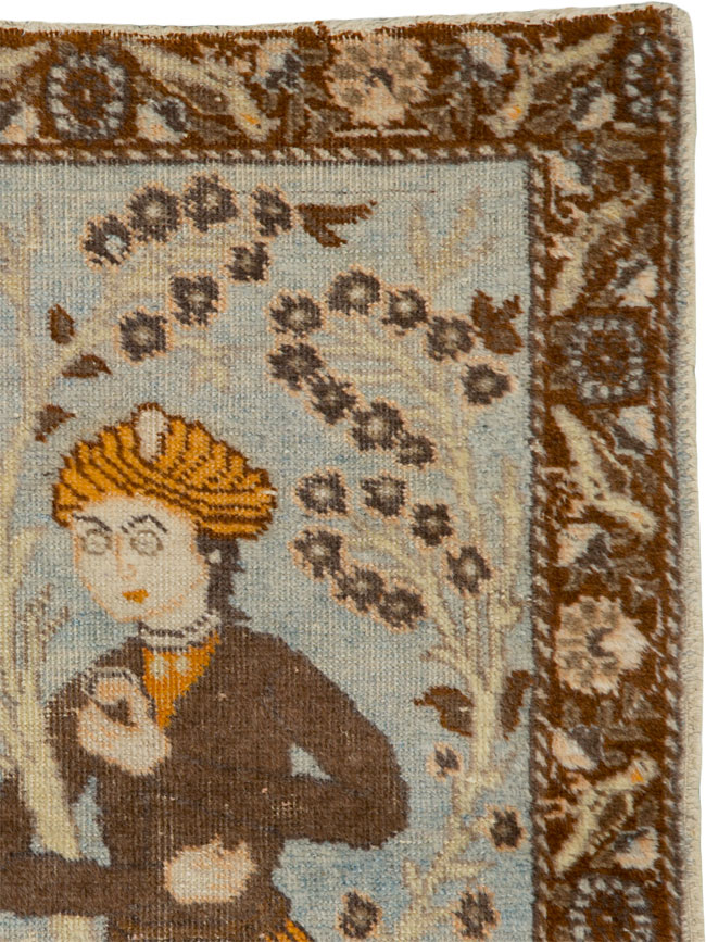 Vintage Persian Tabriz Pictorial Rug, No.25582 - Galerie Shabab