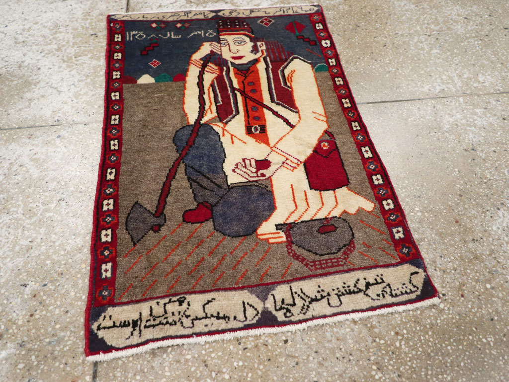 Vintage Pictorial Hamadan Rug, No.25586 - Galerie Shabab