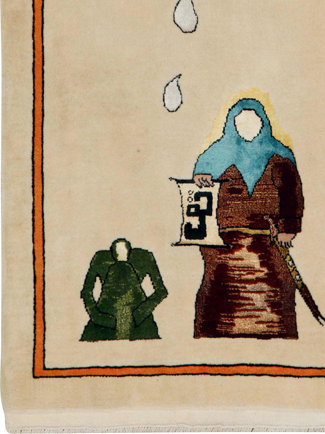 Vintage Persian Tabriz Pictorial Rug, No.25592 - Galerie Shabab