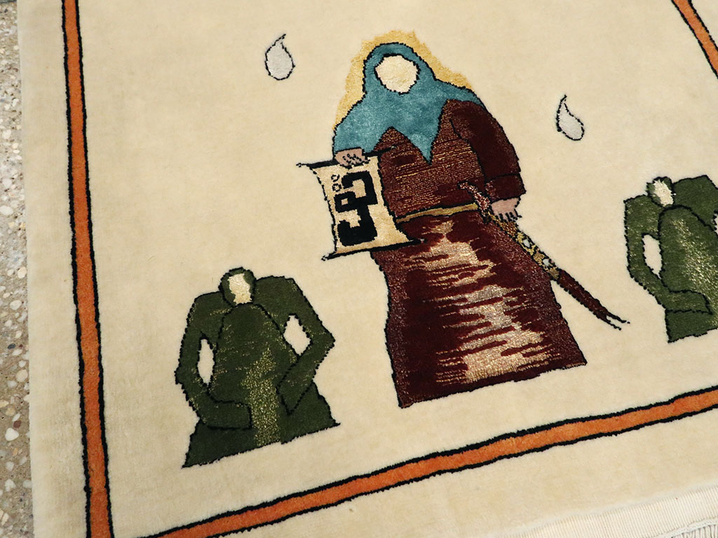 Vintage Persian Tabriz Pictorial Rug, No.25592 - Galerie Shabab