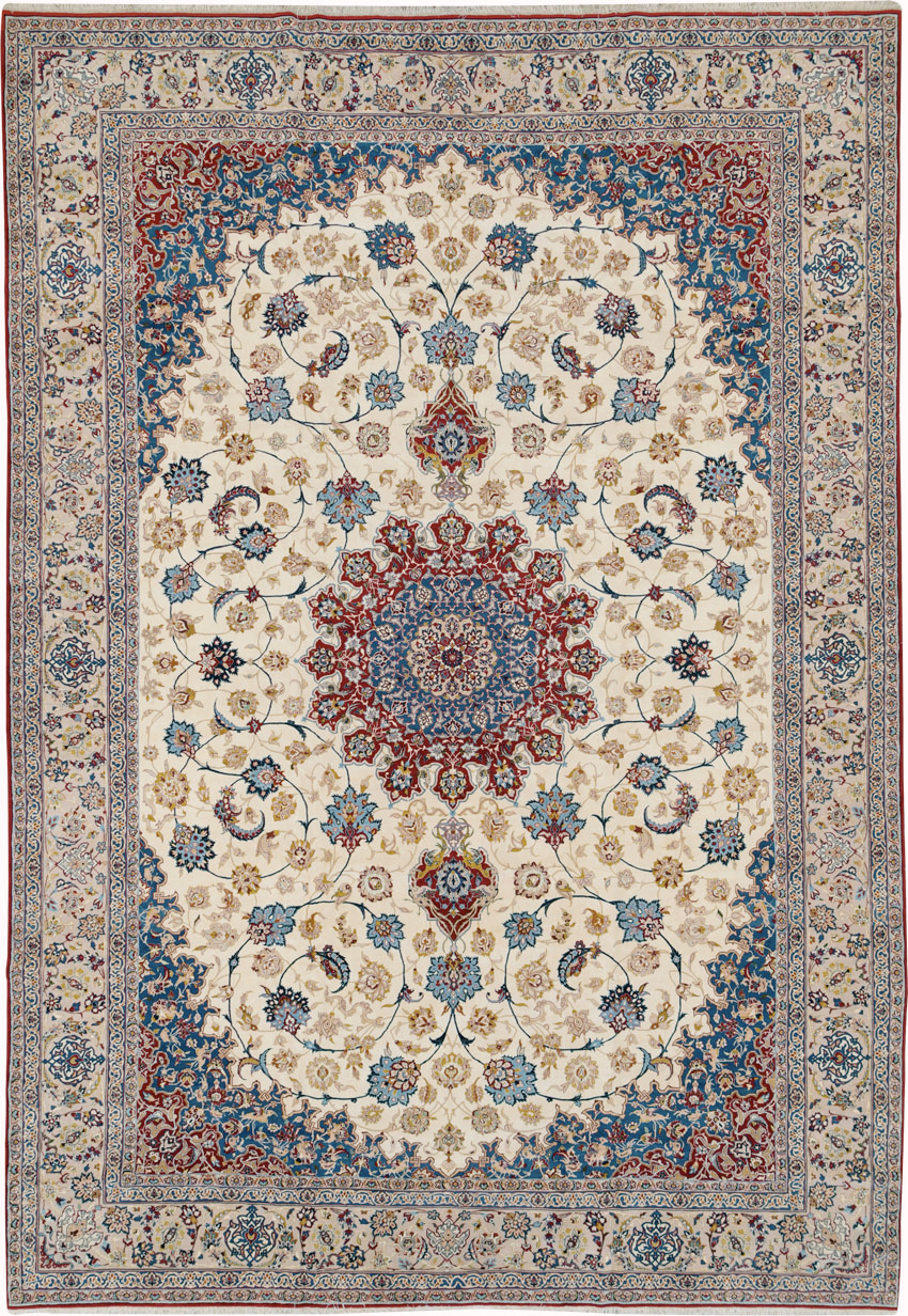 Vintage Persian Isfahan Carpet, No.25596 - Galerie Shabab