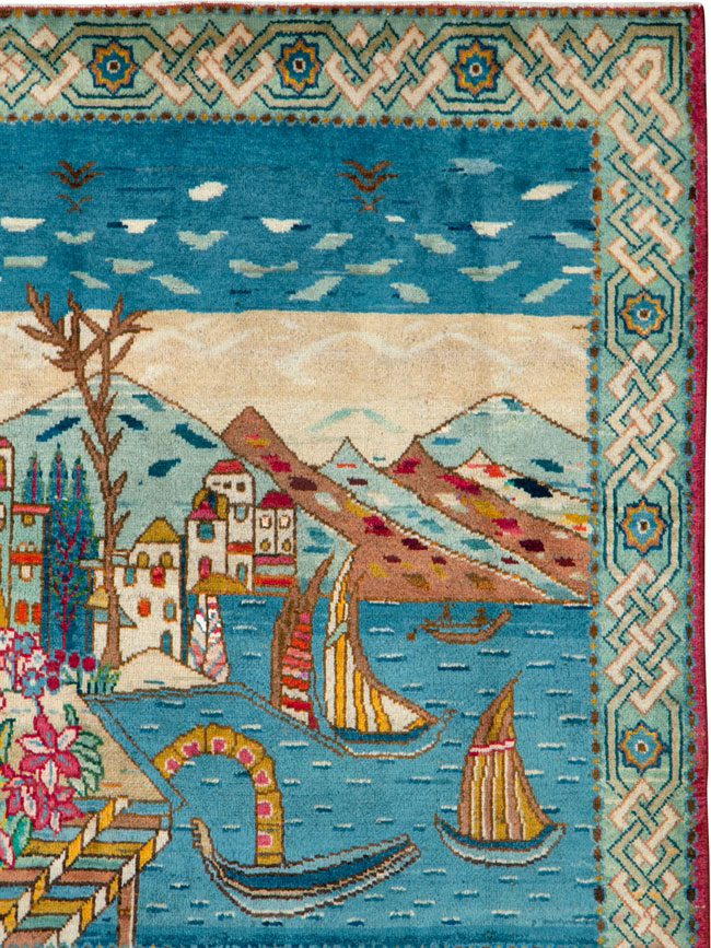 Vintage Tabriz Pictorial Rug, No.25597 - Galerie Shabab