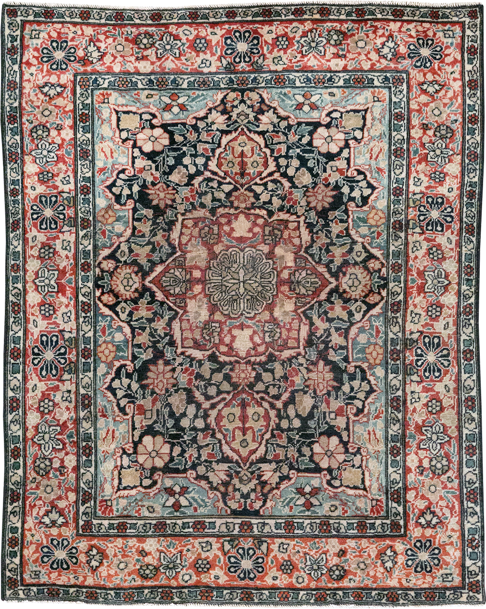 Antique Persian Mohtasham Kashan Throw Rug, No.25598 - Galerie Shabab