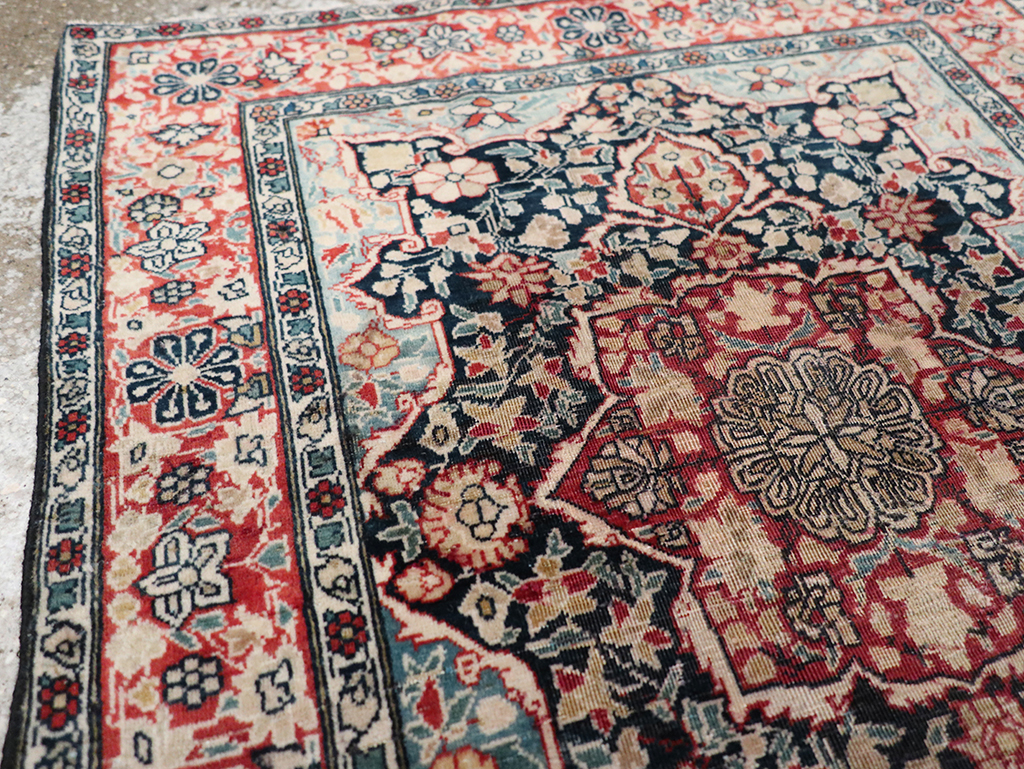 Antique Persian Mohtasham Kashan Throw Rug, No.25598 - Galerie Shabab