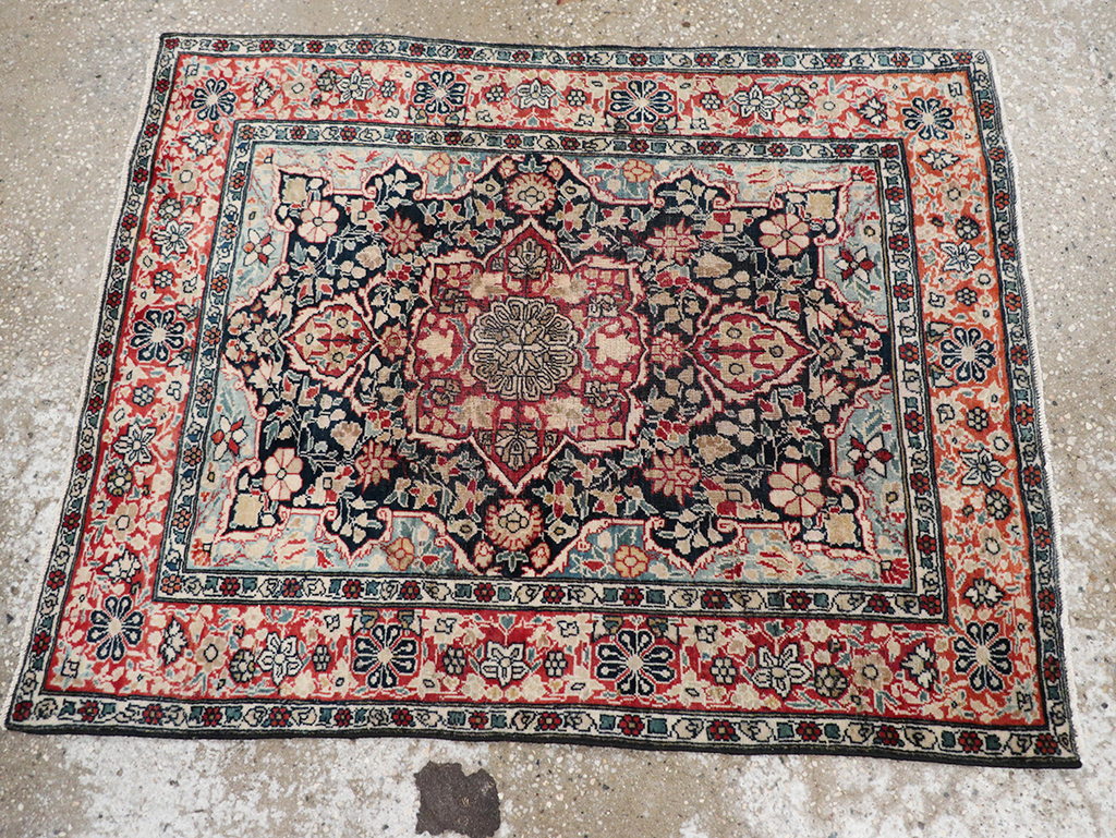 Antique Persian Mohtasham Kashan Throw Rug, No.25598 - Galerie Shabab