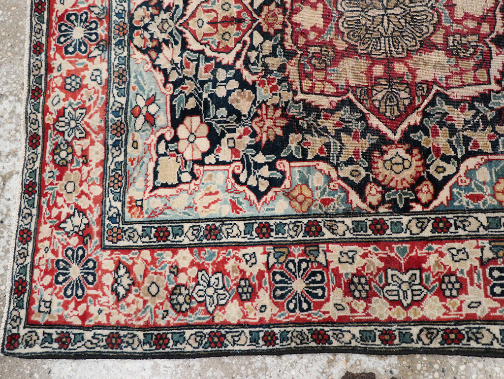 Antique Persian Mohtasham Kashan Throw Rug, No.25598 - Galerie Shabab