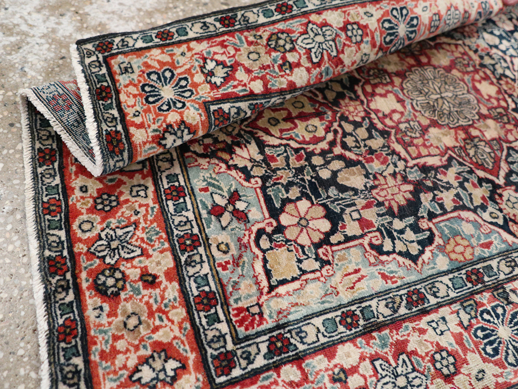 Antique Persian Mohtasham Kashan Throw Rug, No.25598 - Galerie Shabab