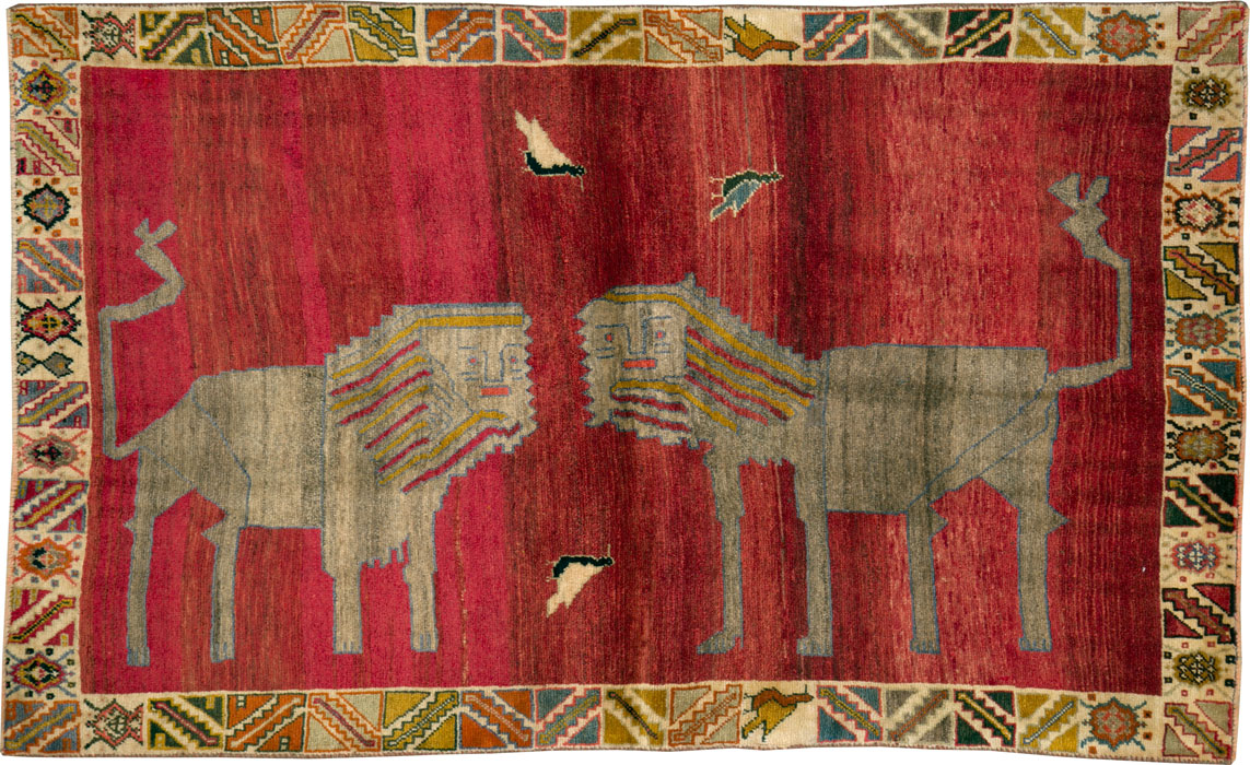 Vintage Pictorial Gabbeh Rug, No.25608 - Galerie Shabab
