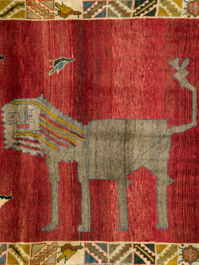 Vintage Pictorial Gabbeh Rug, No.25608 - Galerie Shabab
