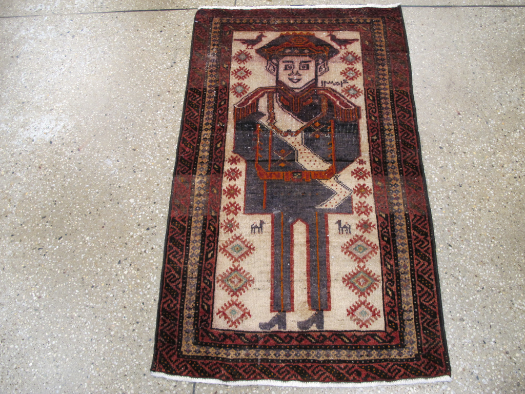 Vintage Persian Pictorial Baluch Rug, No.25616 - Galerie Shabab