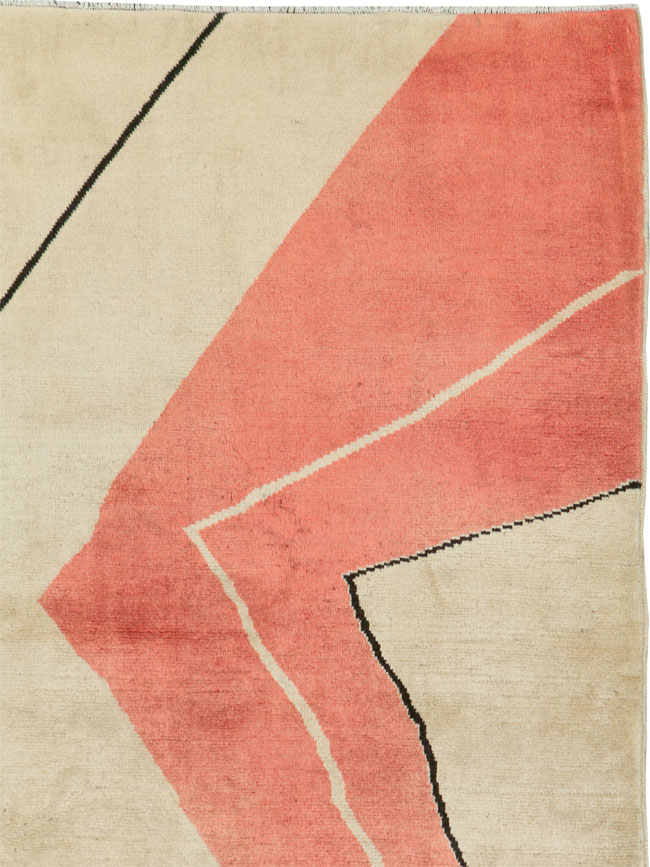 Vintage Modernist Mashad Carpet, No.25618 - Galerie Shabab