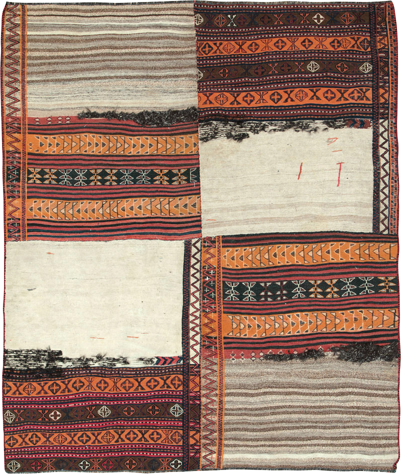 Vintage Persian Chaharmahal Bakhtiari Tacheh Flatweave Kilim , No.25628 - Galerie Shabab