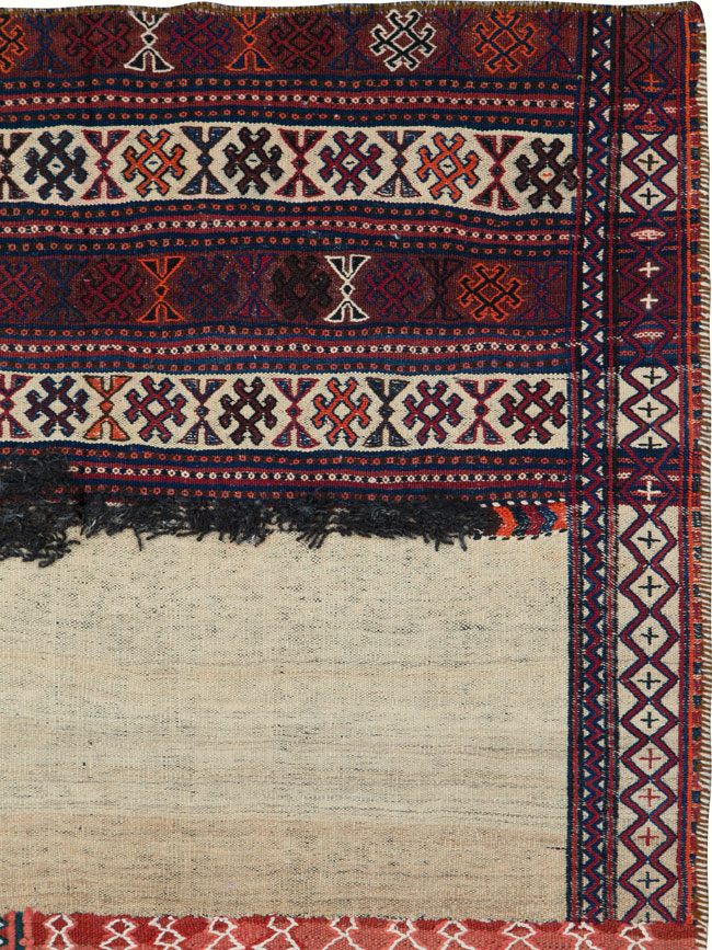 Vintage Persian Flatweave Kilim Square Accent Rug, No.25645 - Galerie Shabab