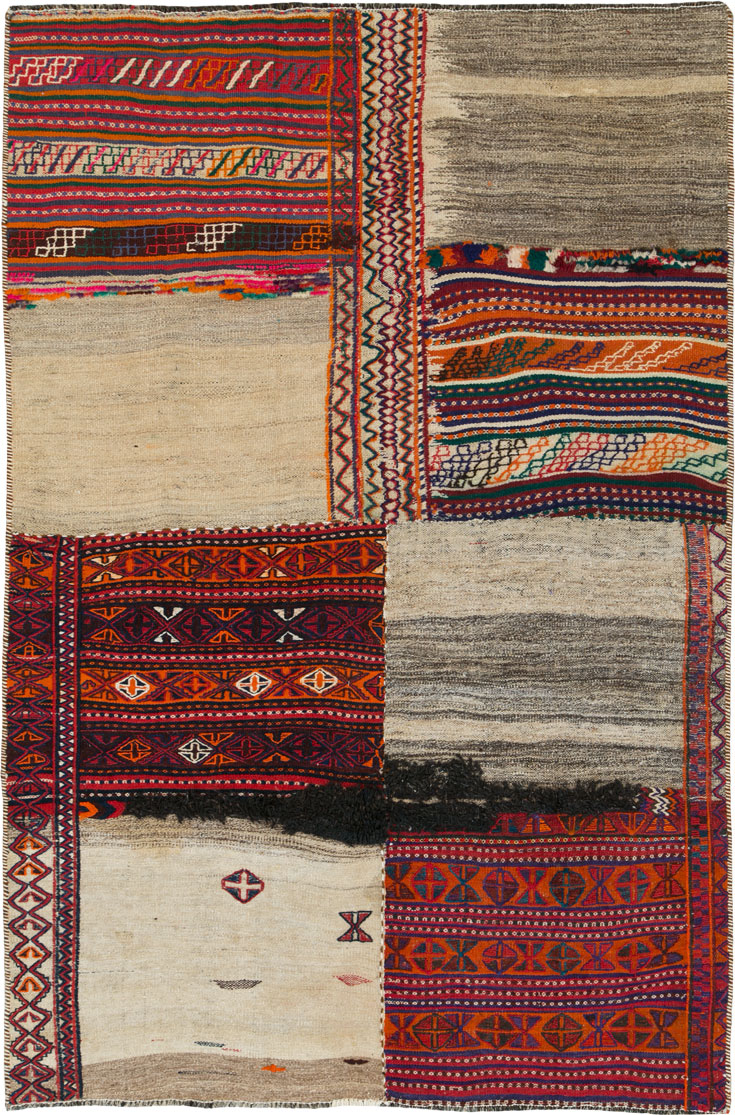 Vintage Persian Chaharmahal Bakhtiari Tacheh Flatweave Kilim , No.25648 - Galerie Shabab