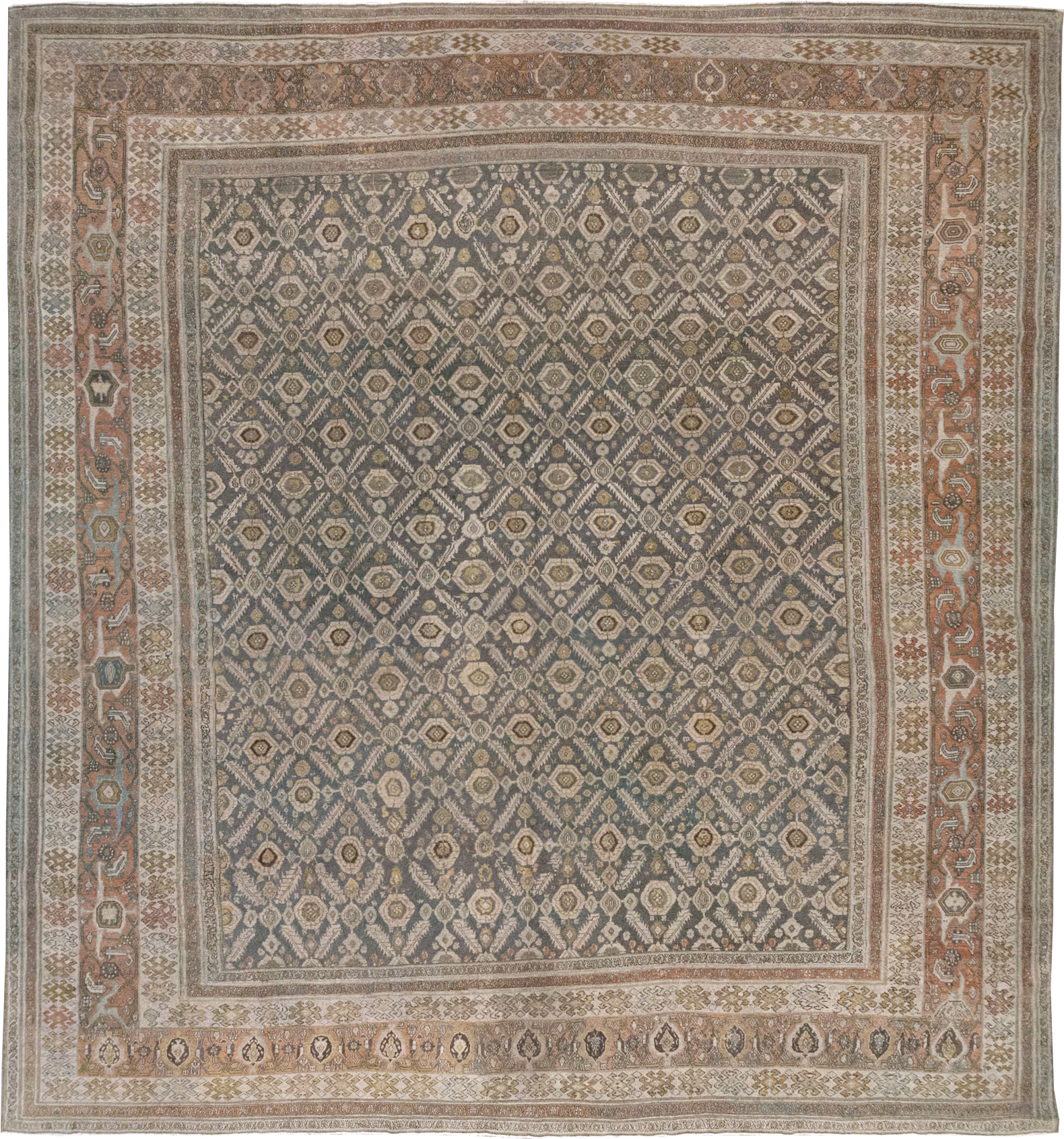 Antique Persian Bibikabad Large Square Carpet, No.25662 - Galerie Shabab