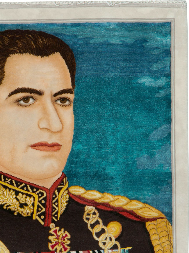 Vintage Persian Tabriz Silk Pictorial Rug, No.25670 - Galerie Shabab