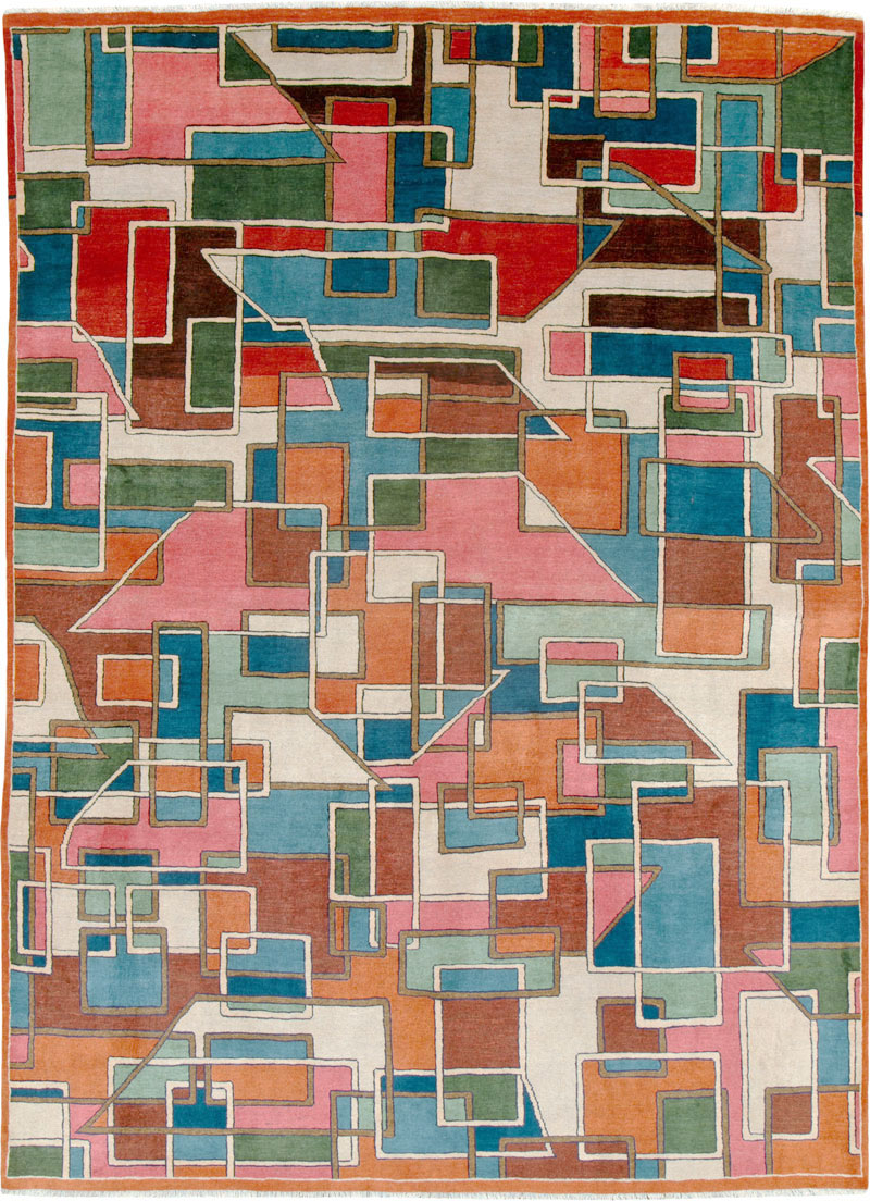 Vintage Persian Sarouk Art Deco Carpet, No.25672 - Galerie Shabab