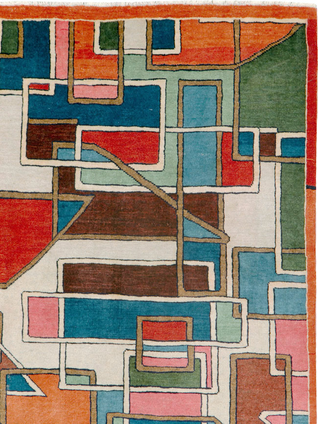 Vintage Persian Sarouk Art Deco Carpet, No.25672 - Galerie Shabab