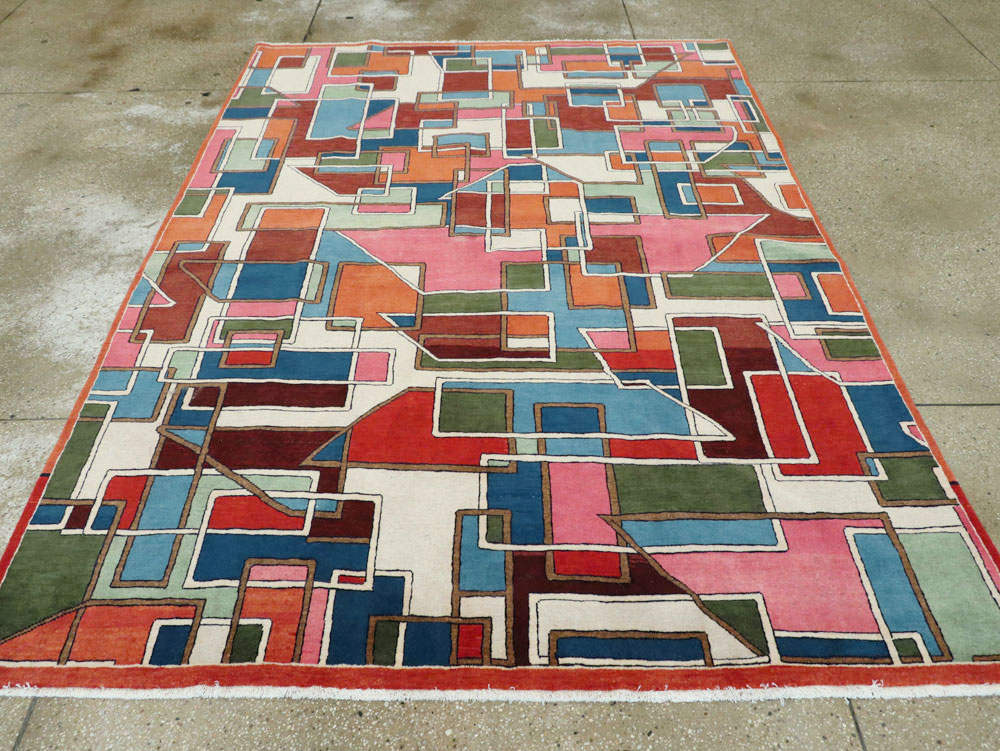 Vintage Persian Sarouk Art Deco Carpet, No.25672 - Galerie Shabab