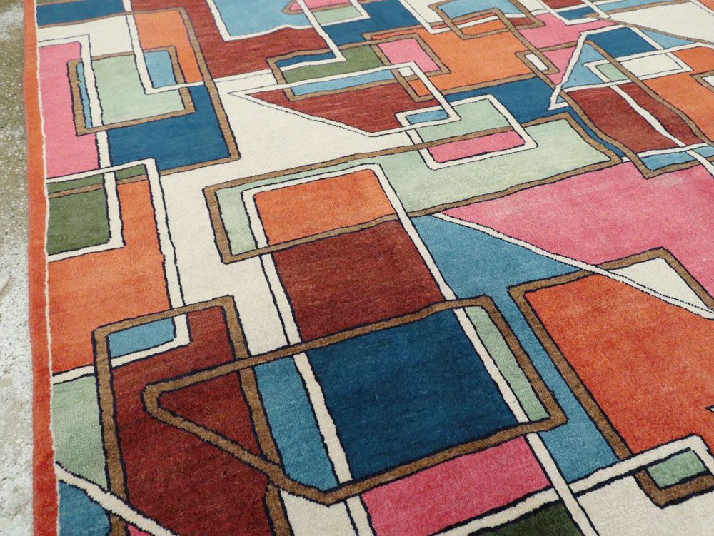 Vintage Persian Sarouk Art Deco Carpet, No.25672 - Galerie Shabab